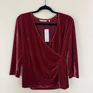 Soft Surroundings Velvet Alyssa Knit 3/4 Sleeve Top Size Large Petite NWT